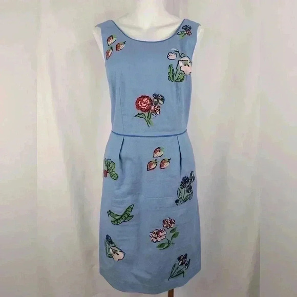 Stunning BODEN Blue Embroidered
Fruity Fun Dress 100% Cotton W/Pockets Size 4R - Picture 4 of 12